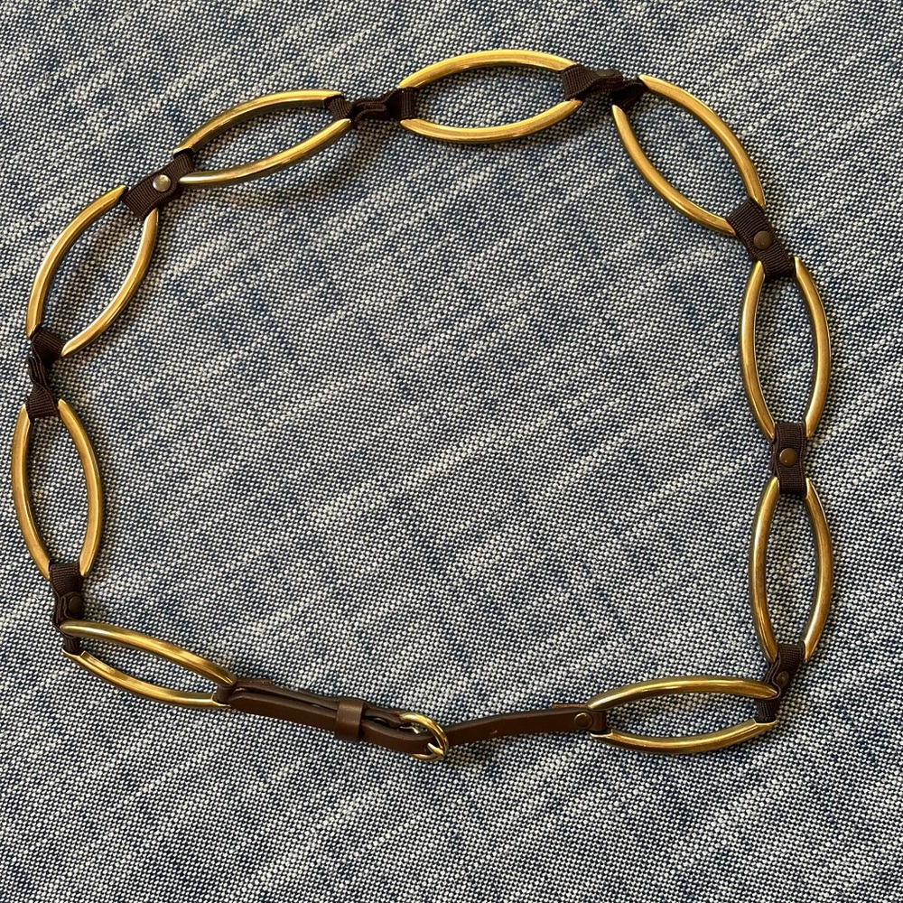 Make offer! W by Worth Bronze Brown Metal Leather Chain Link Belt PT Petite $198